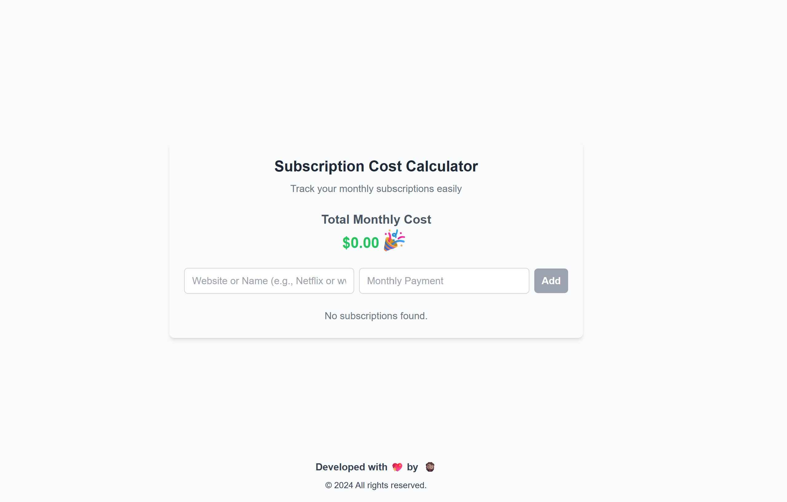 Subscription Cost Calculator